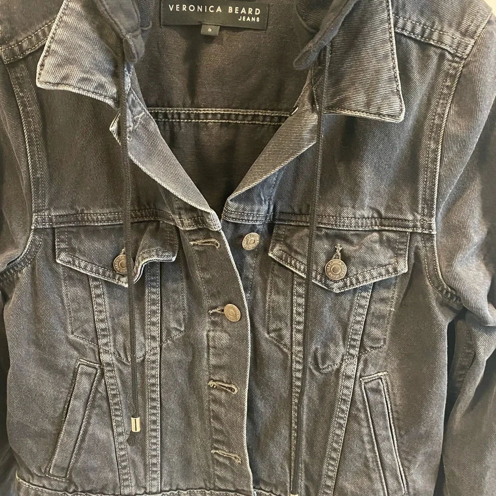 Veronica Beard Charcoal Jean Jacket with Hood - Picture 2 of 6